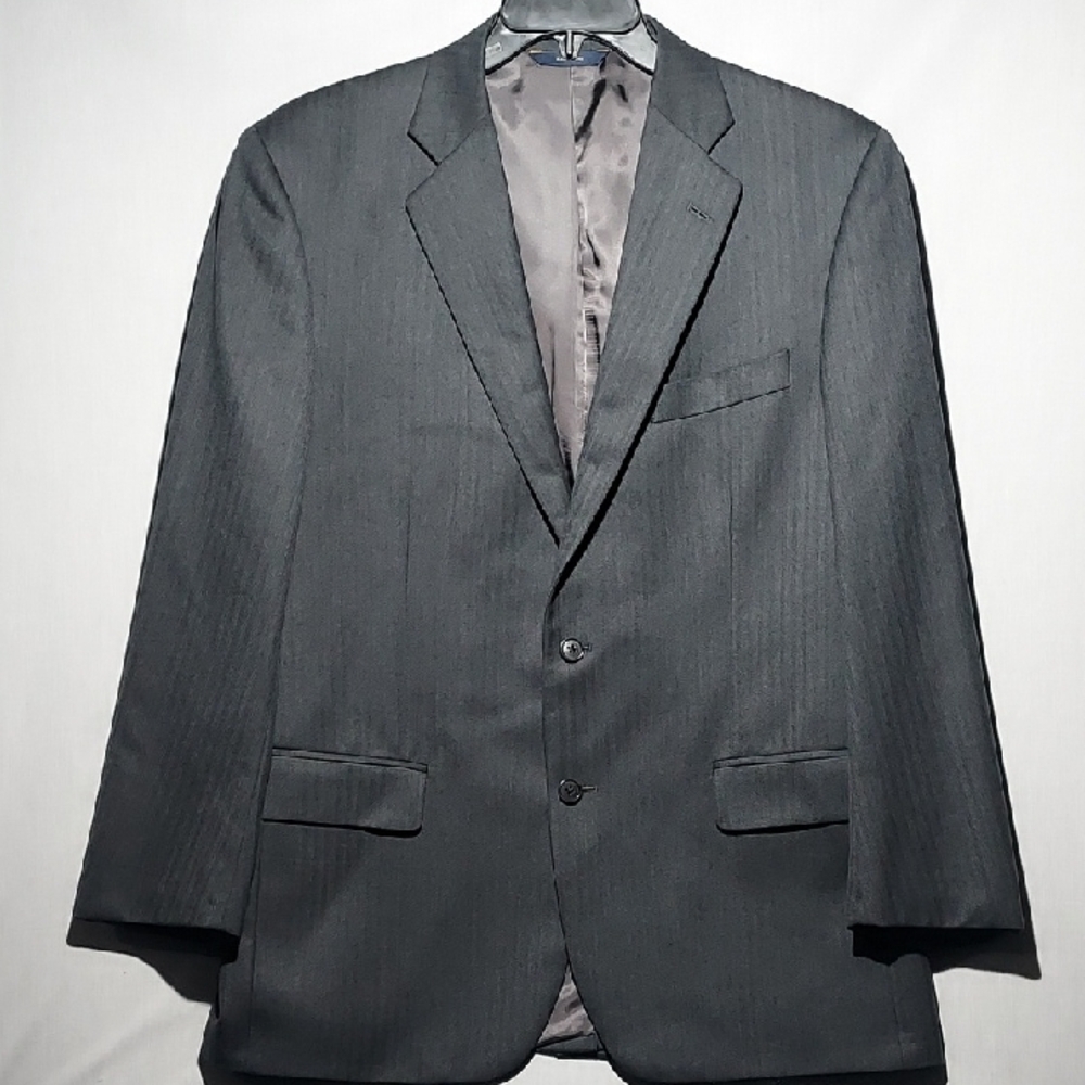 Brooks Brothers 1818‎ Madison Saxxon Herringbone pattern dark gray blazer 42R